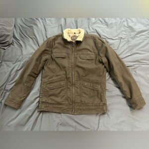 Kirra Plaid Lined Sherpa Jacket in Brown and Tan